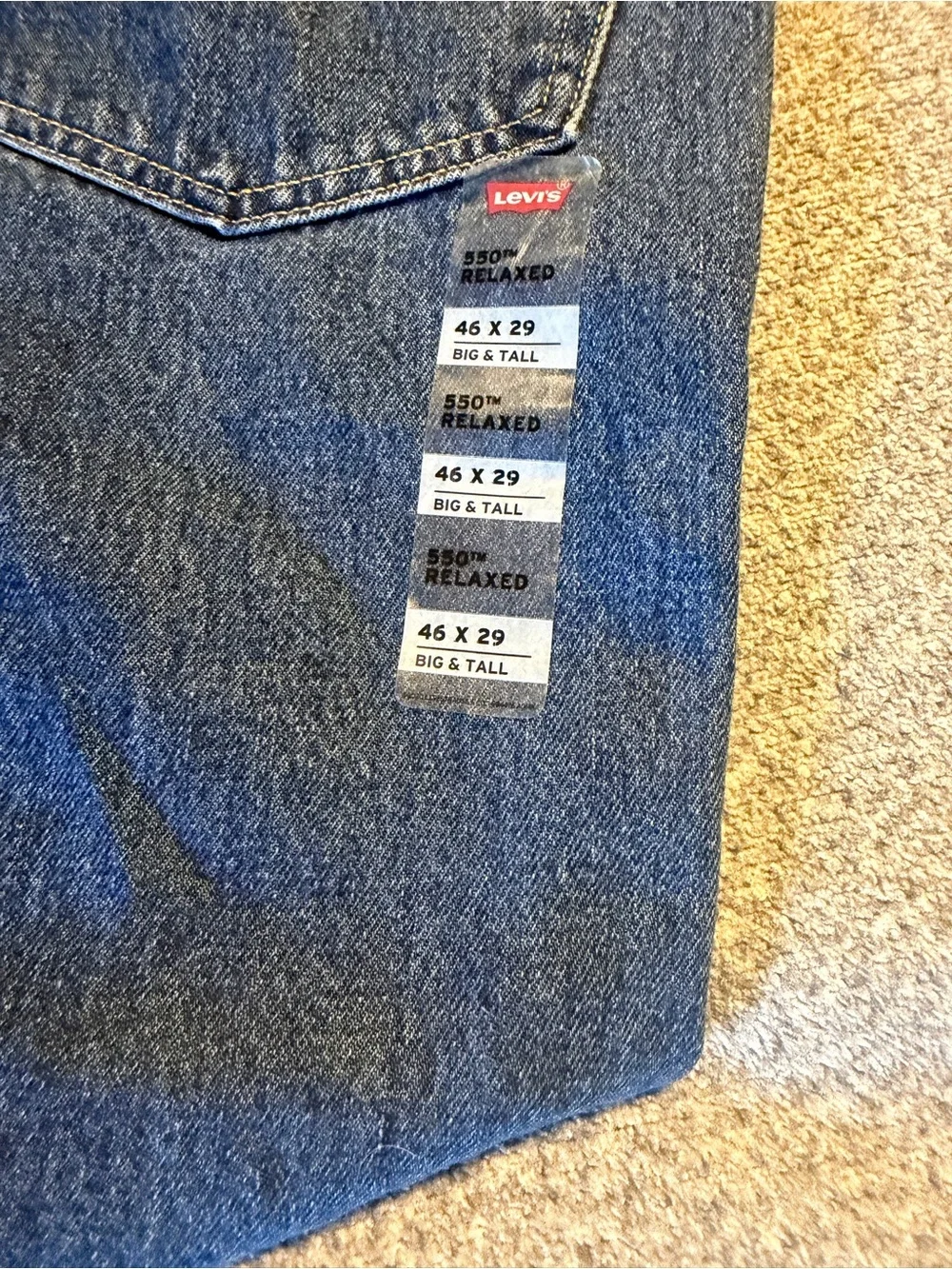 LEVI STRAUSS Men‎ 550 Relaxed Fit 100% Cotton Denim Jeans - 46x39 Dark Blue